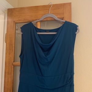 Ann Taylor drape-neck teal dress